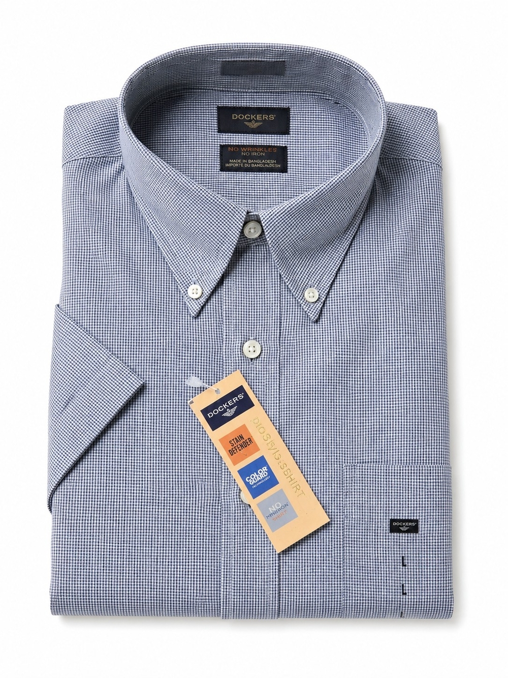 New with tags Dockers men’s short-sleeve button-down shirt classic blue/white